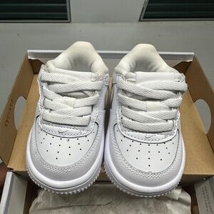 Kids White Nike Air Force 1 Sneakers